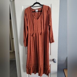Western Prairie ~ Burnt Orange Ruffled Tiered Dress